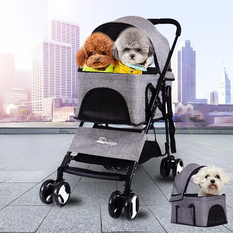 

Luxury Split Style Detachable Pet Stroller Outdoor Lightweight Folding Dog Bed Comfortable and Breathable Carrying Basket