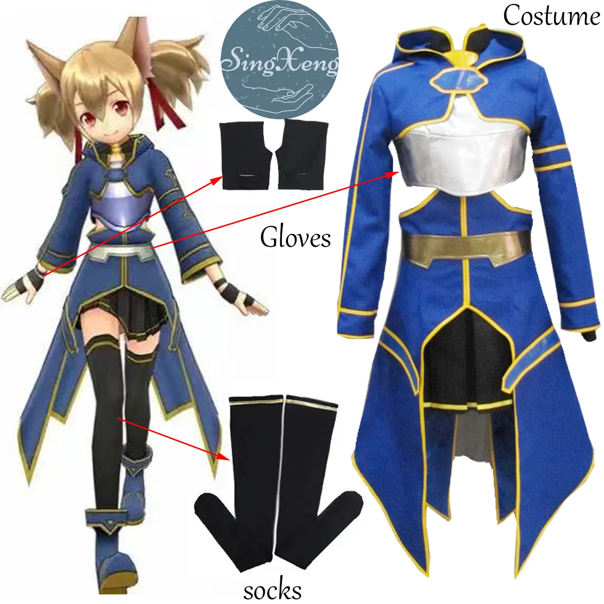 

SingXeng Anime Sword Art Online SAO ALO Ayano Keiko Cosplay Costumes Outfit Customize Halloween Christmas Uniform Suit