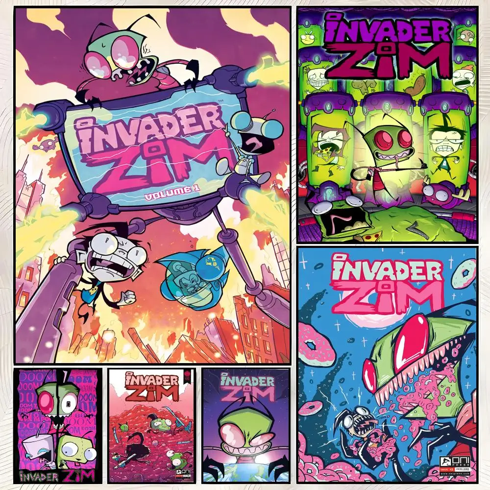 Cartoon I-Invader Zim Poster Trendy HD PP Paper Waterproof Wall Art Print for Bedroom Living Room Decor
