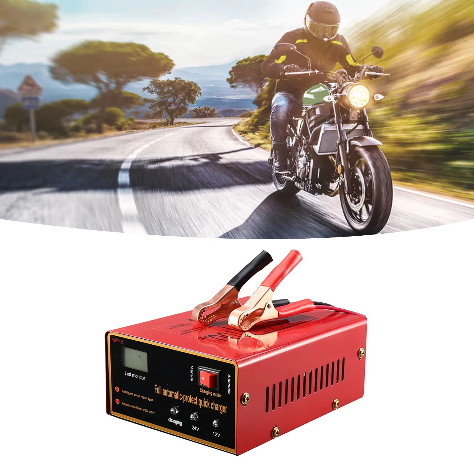Car Battery Charger with Clip with Cable Clips Intelligent Battery  for Car Motorcycle Car Battery  with Clip Car Battery Charge