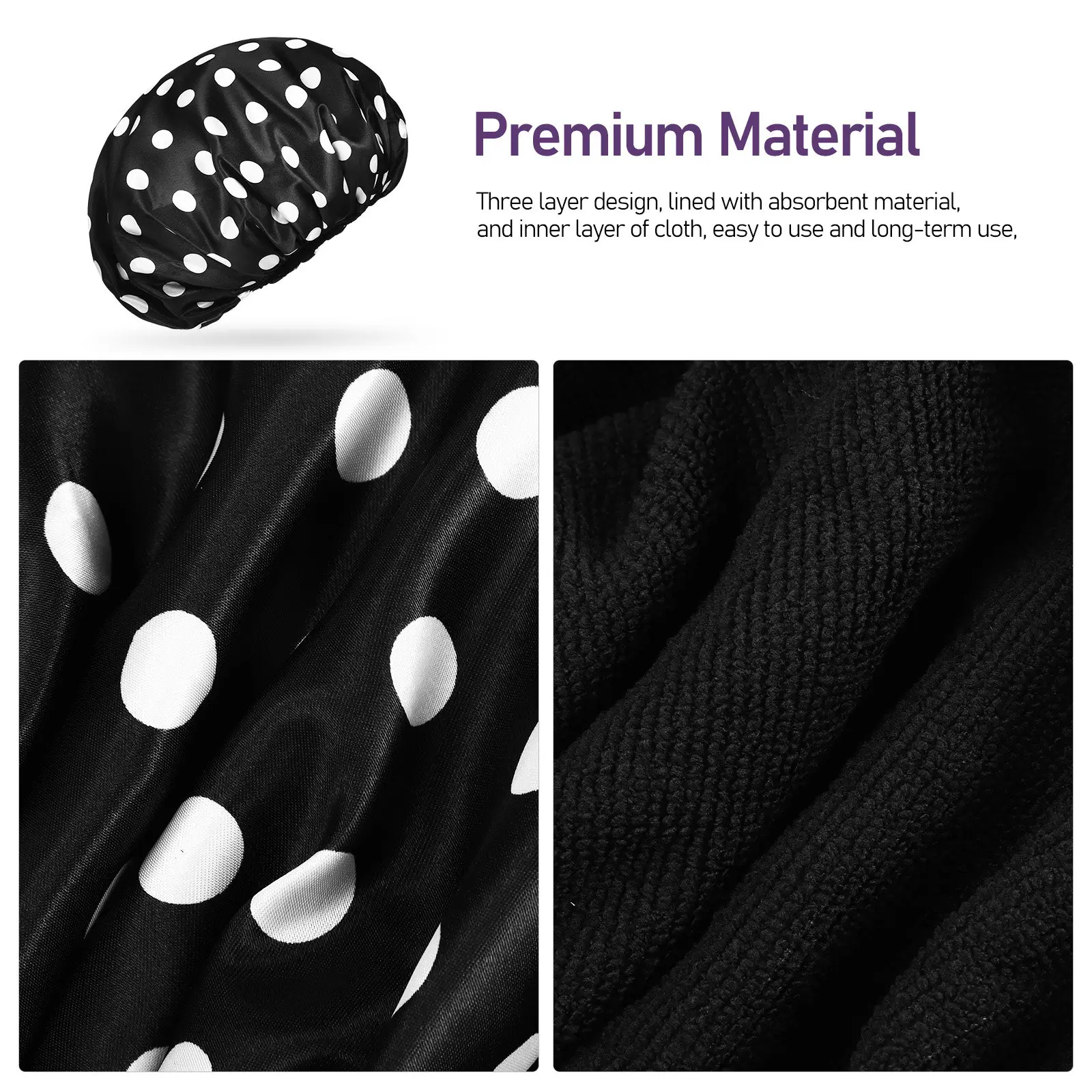 Shower Cap Hat Hair Women Bath Sauna Elastic Halloween Christmas Bath Cap Shower Caps Satin Shower Caps Bathing Cap 2PCS