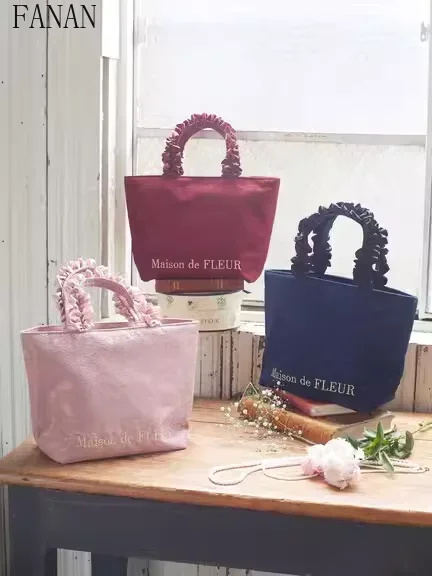 

Sweet Lace Fashionable Casual Handbags Femme Satin Japan Style Summer Autumn Hand Bag for Women Fashion Top-Handle Bags