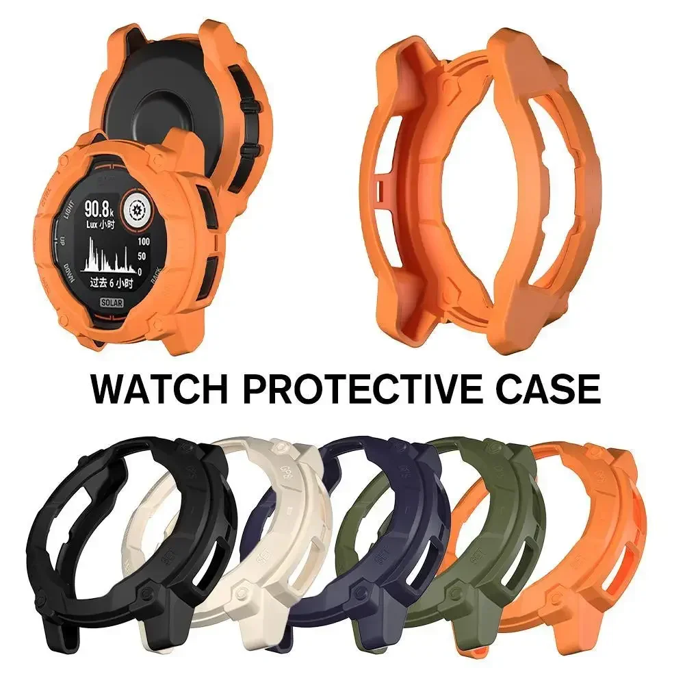 Uhrenschutzhülle für Garmin Instinct 3 Solar 45 mm/50 mm, kratzfeste Uhr, TPU-Abdeckung, Stoßstangen-Displayschutz