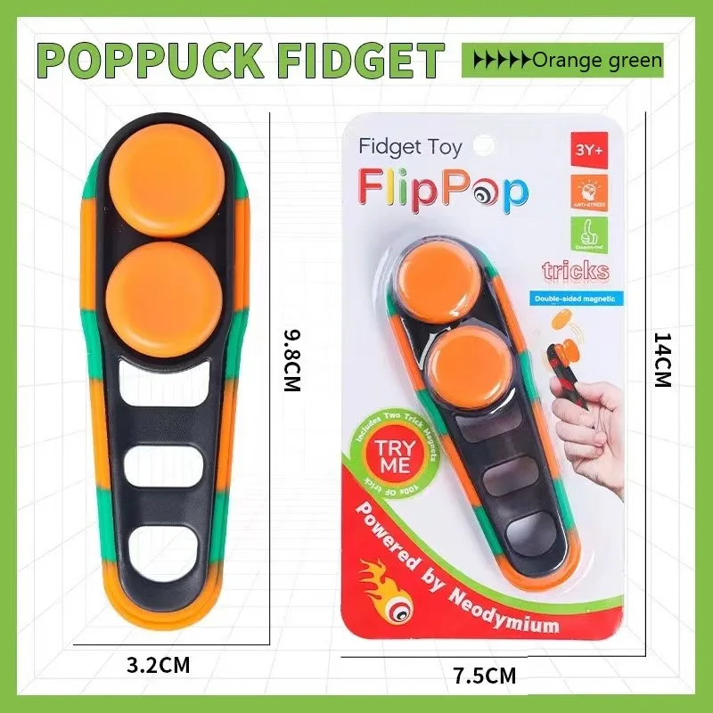 New pop Fidget Flip Double-sided Magnetic Stress Relief Toy Puzzle Exercise Right Brain Fidget Spinner Kid Toys for Holiday Gift