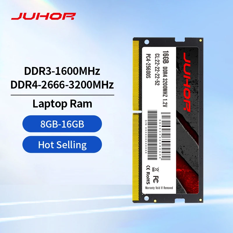 JUHOR Memoria Ram DDR4 8 ГБ 16 ГБ 2666 МГц 3200 МГц DDR3 8 ГБ 1600 МГц Sodimm Ноутбук Высокопроизводительная память для ноутбука