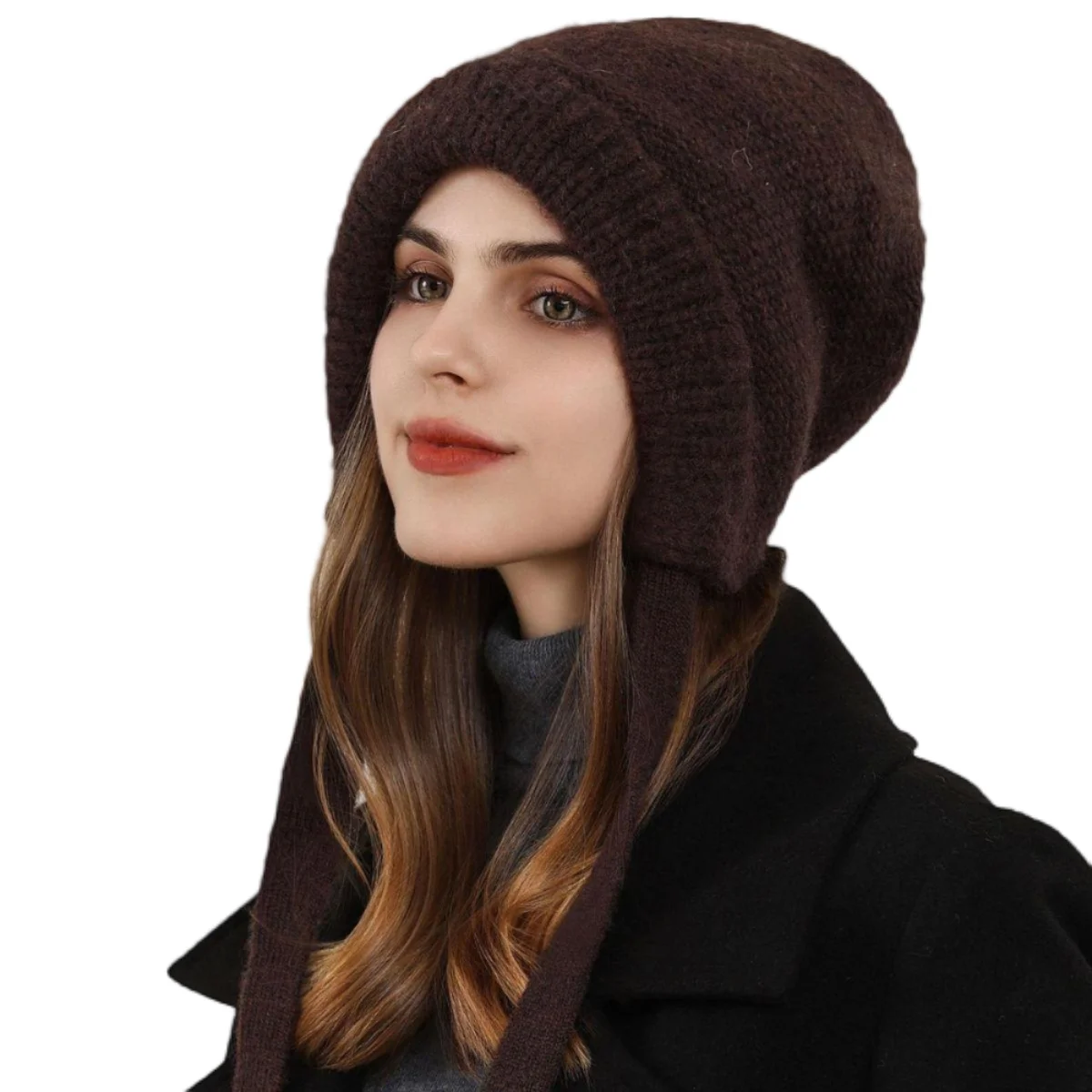 Winter Knitted Hat For Women New Unisex Plain Women Warm Acrylic Beanies Skullies Multi-functional Bag Pullover Hat Hoody Cap