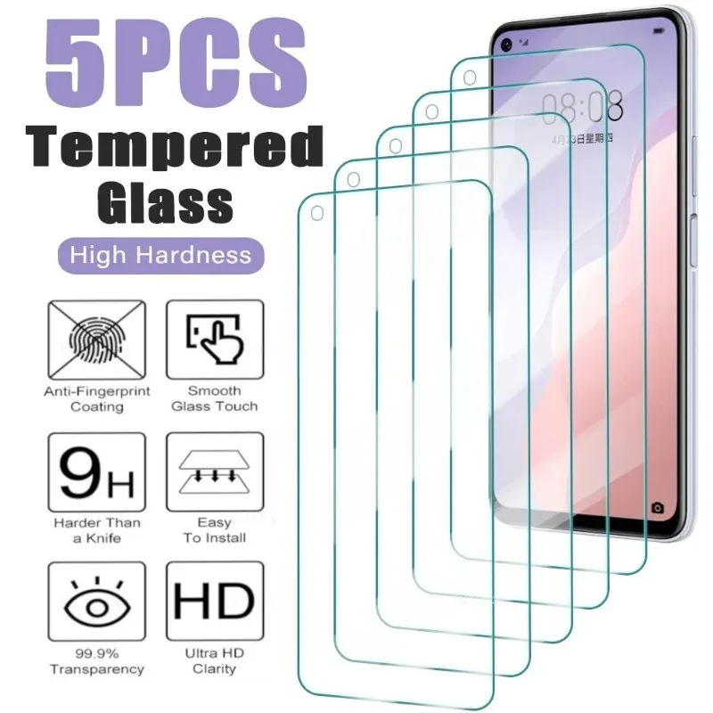 5PCS Tempered Glass for Huawei P40 P30 P20 P10 Pro Lite P Smart Z Screen Protector for Honor 10 20 30 40 Lite Pro 8X X8 X8A