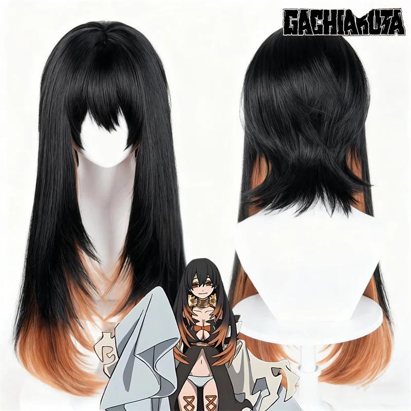 

Anime GACHIAKUTA Amo Adult Cosplay Wig Long Black Orange Straight Hair Heat Resistant Synthetic Wigs Halloween Party Xmas Props