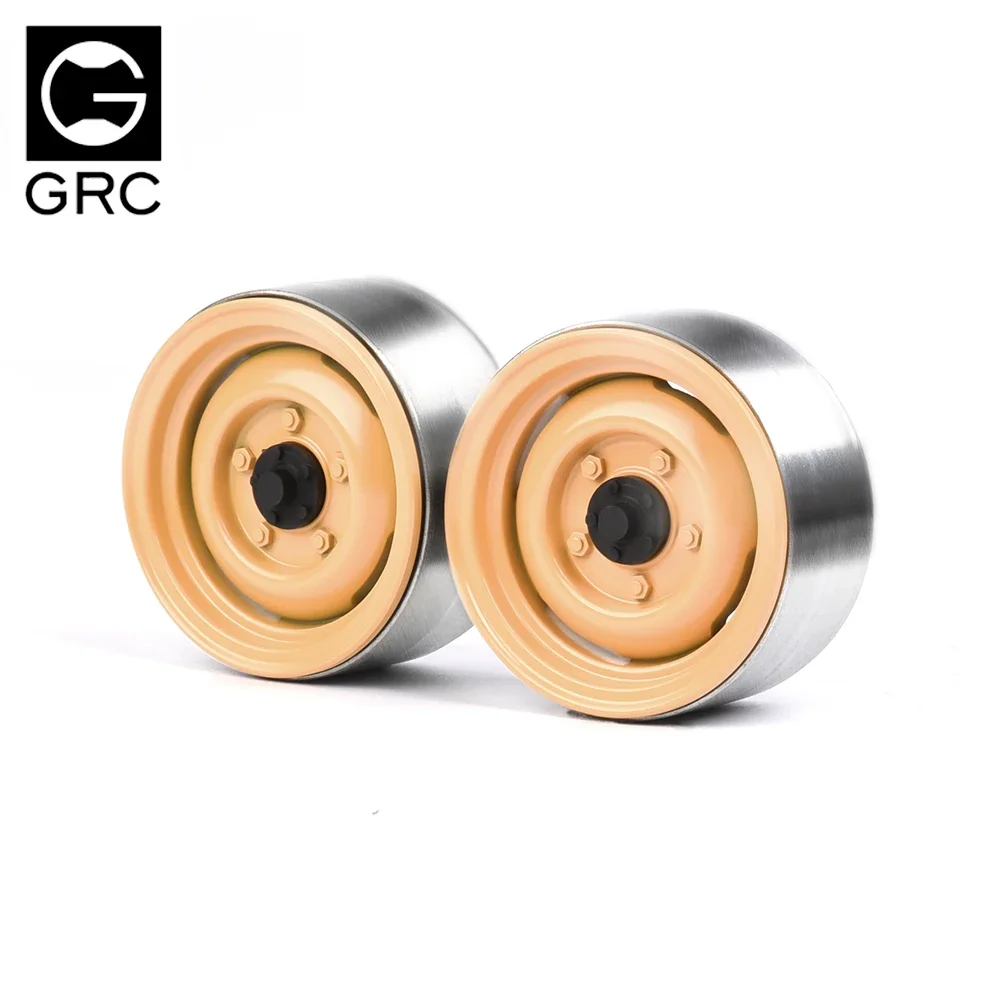 GRC 1.9 Inch Heavy & Old-fashioned Metal Wheel Rim Camel-yellow #G01 G02 G03 For 1/10 RC TRX4 SCX10 90046 Bronco D110 D90 CFX