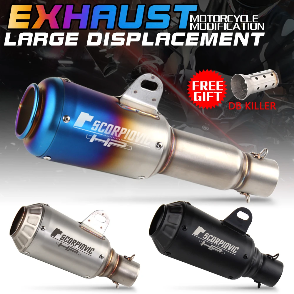 Universal for 51mm tail exhaust pipe muffler motorcycle ZX4R R7 MT09 CBR GSX150 ZX6R MT07 Z900 R15 V3V4 Z1000 Z750