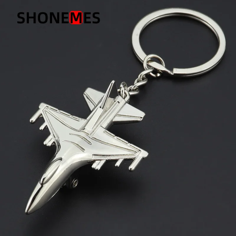 Shonemes Jet Keychain Creative Airplane Key Rings Aircraft Rocket 3D Keyring Accessory for Men Women