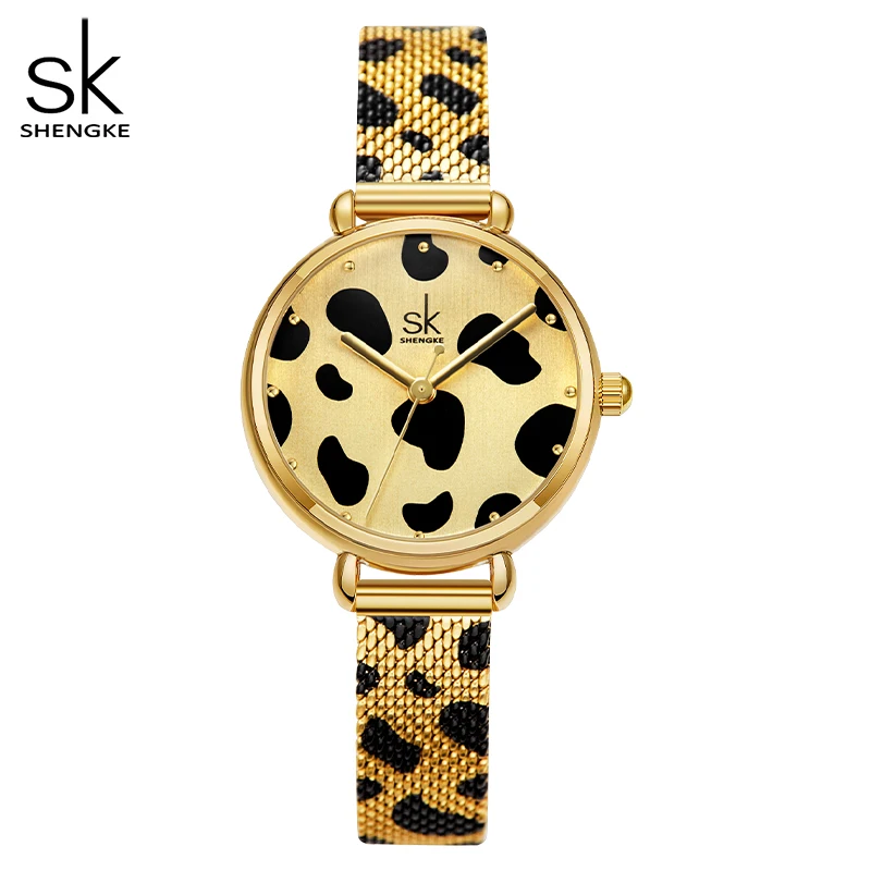 Shengke New Women Watches Gold Leopard Sexy Dial With Quality Japanese Quartz movement For Party Night Club Relogio Feminino