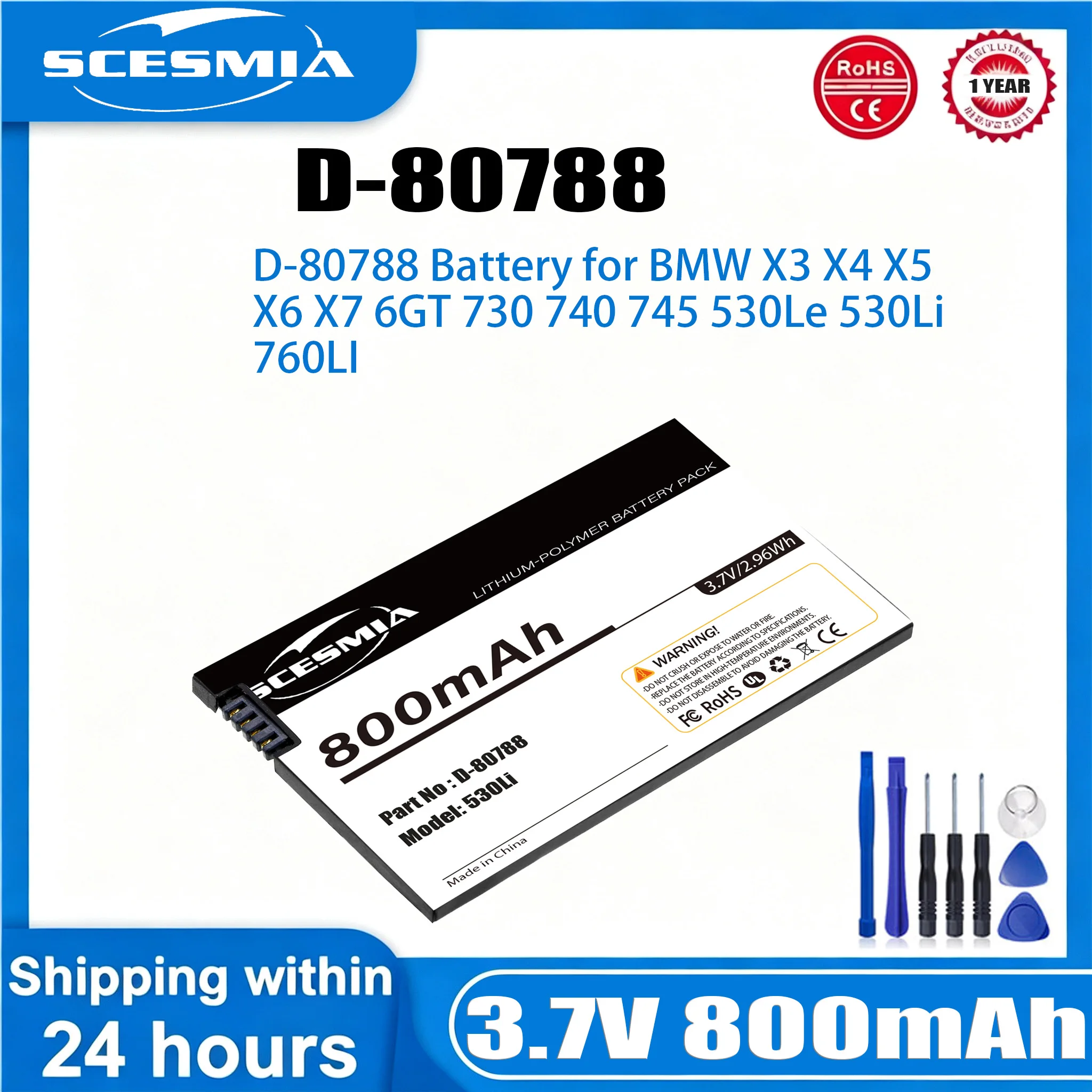 800mAh Rechargeable Battery MKD35UP for BMW 5 6 7 Series GT X3 X4 X5 X6 730 740 745 530 Display Remote Control Car Key Battery