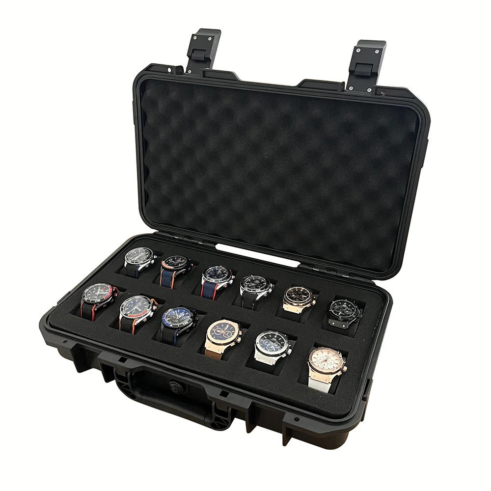 10/12 Slots Waterproof Watch Storage Box Portable Watch Box Plastic Suitcase Case Display Storage Case Tool Box