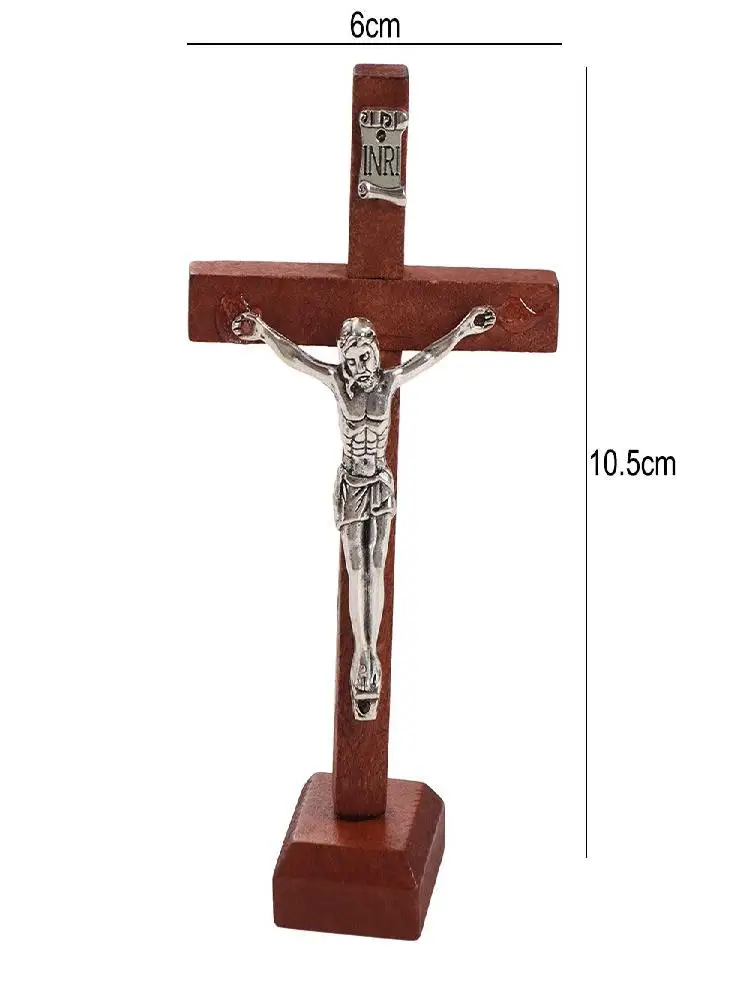 Avec support Crucifix en bois breloque religieuse prière catholique jésus croix catholique en bois Vintage décoration religieuse église