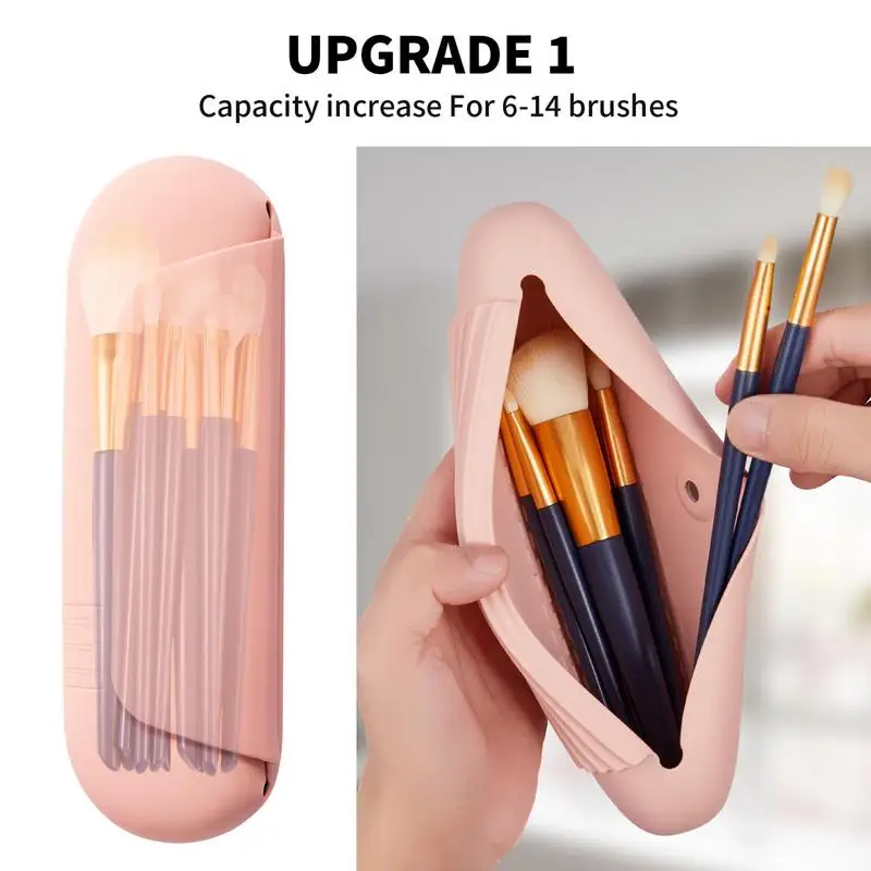 Silicone Makeup Brush Bag Organizer Case for Makeups Silicone Dustproof Box Cosmetic Brushes Eyebrow Pencils Storage Case