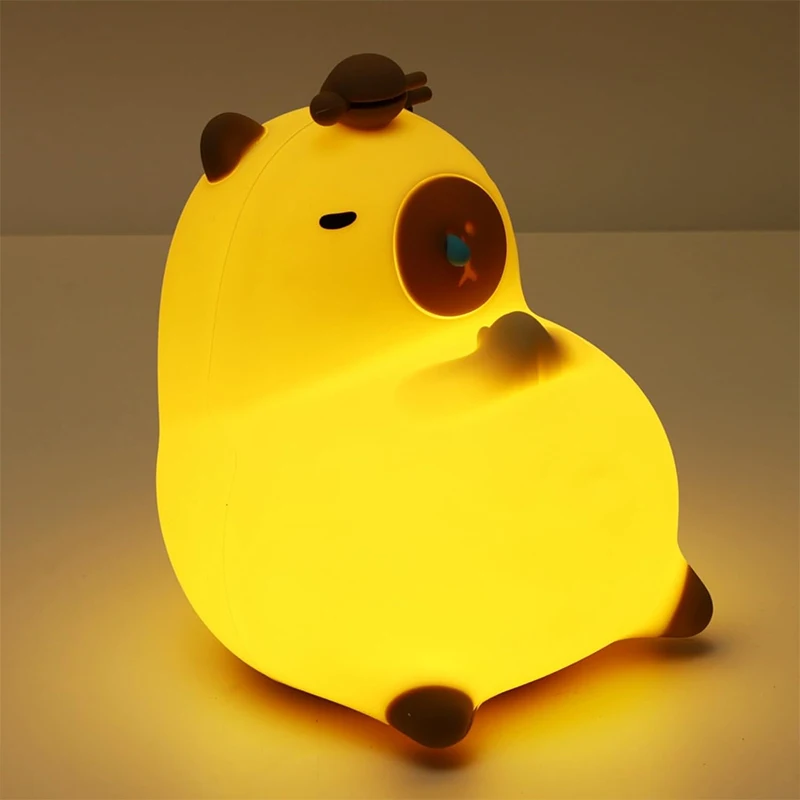 

Capybara Night Light, Cute and Soft Touchable With Timing Function, Rechargeable Safety Silicone Gifts For Mother Child Baby