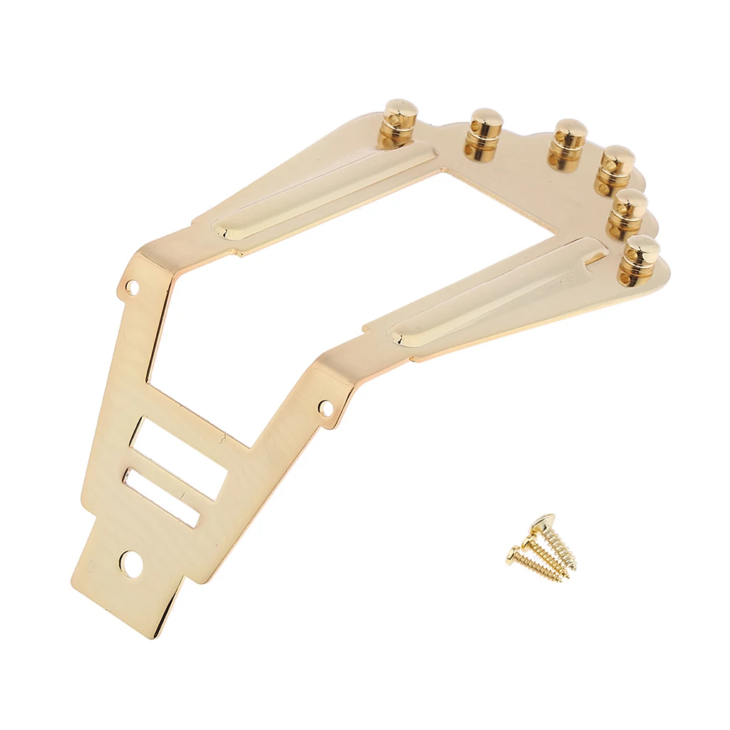 6 String Guitar Tailpiece Bridge for Archtop Jazz Guitar Replacement Parts Golden