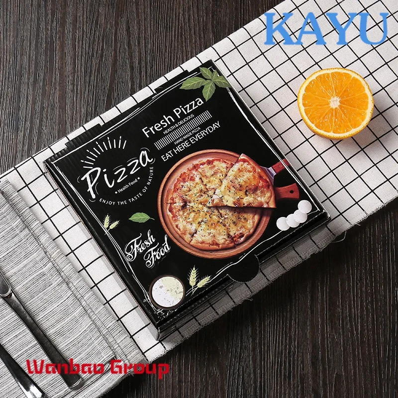 Custom  Food Grade Custom Logo Corrugated Luxury Pizza Box Takeaway Packaging Black Pizza Box