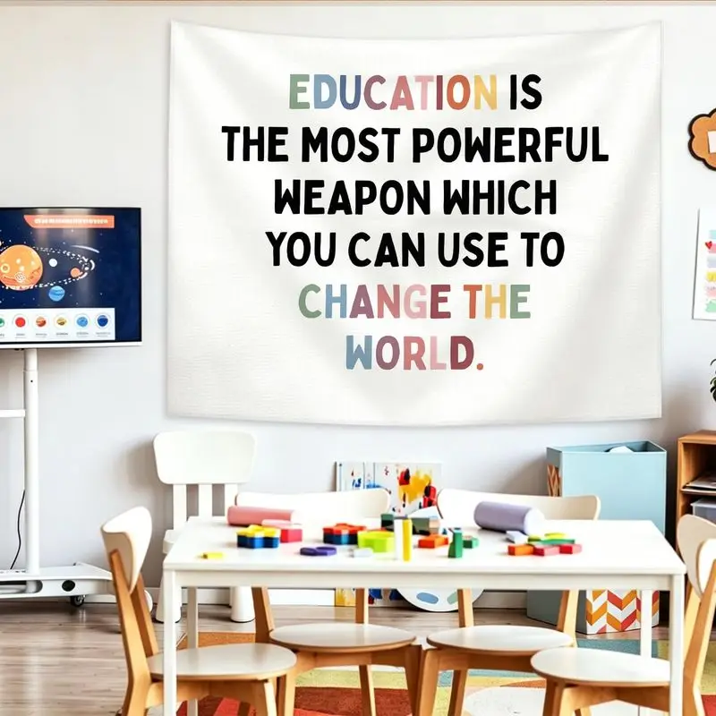 VIKAMA Classroom Inspirational Slogan Tapestry Simple Style Early Education Activity Room Children's Room Wall Decoration