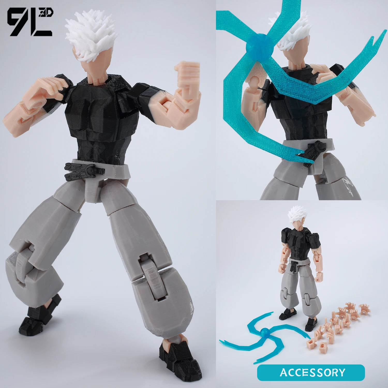 9L3D Titan 13 Vormontiertes Gojo Sukuna Jujutsu Toji Actionfiguren-Set 3D-Druck Dummy Glücksbringer Vollkörper Mechanischer Roboter Spielzeug