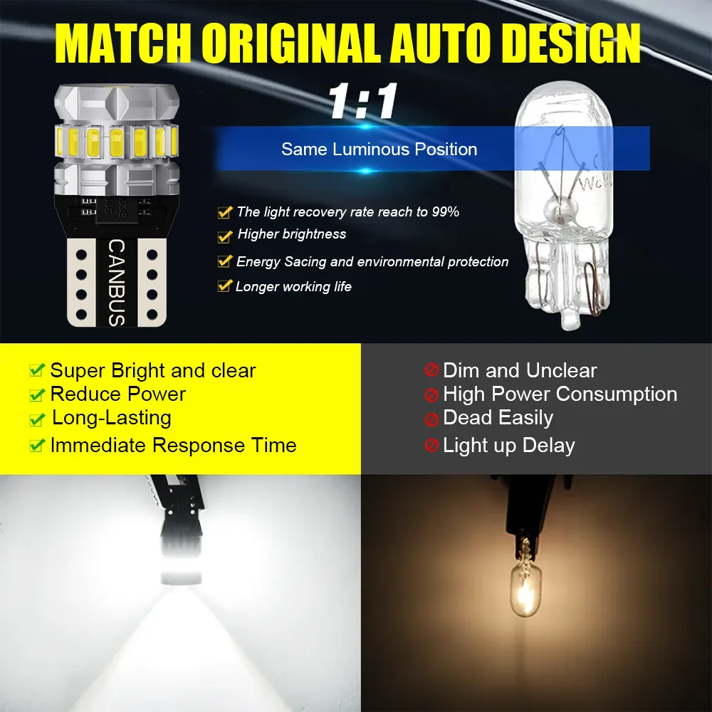 NLpearl 2x T10 W5W LED لمبة Canbus 194 168 لمبة 5W5 5W 12V السوبر مشرق سيارة الداخلية الجانب ضوء لوحة ترخيص مصباح 6500K الأبيض