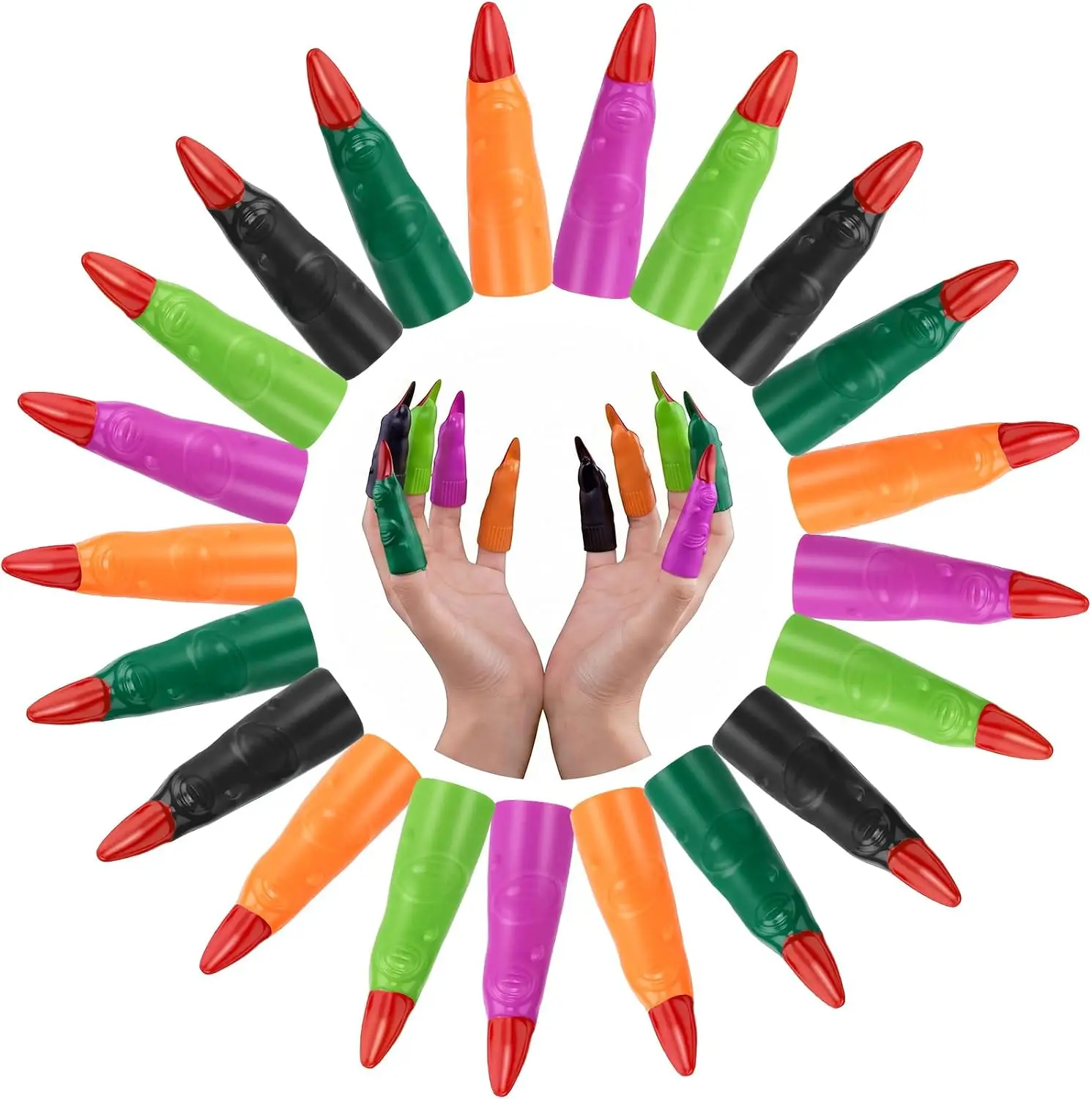 10pcs Halloween Witch Fingers Colorful Finger Pointers for Reading Cosplay Finger Tips Halloween Witch Costume Accessory Decor