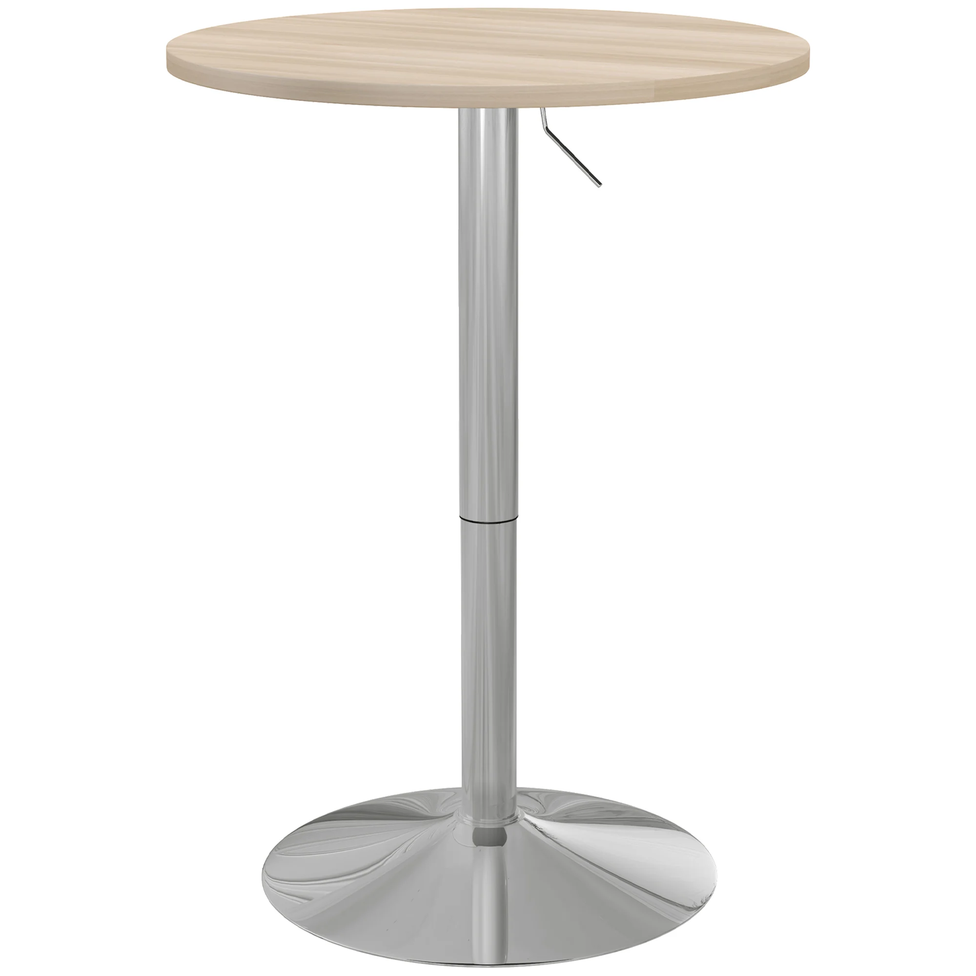 HOMCOM Mesa Alta Cocina Mesa Alta Bar Redonda para 2 Personas Altura Ajustable Tablero Giratorio 360° 60x60x91 cm