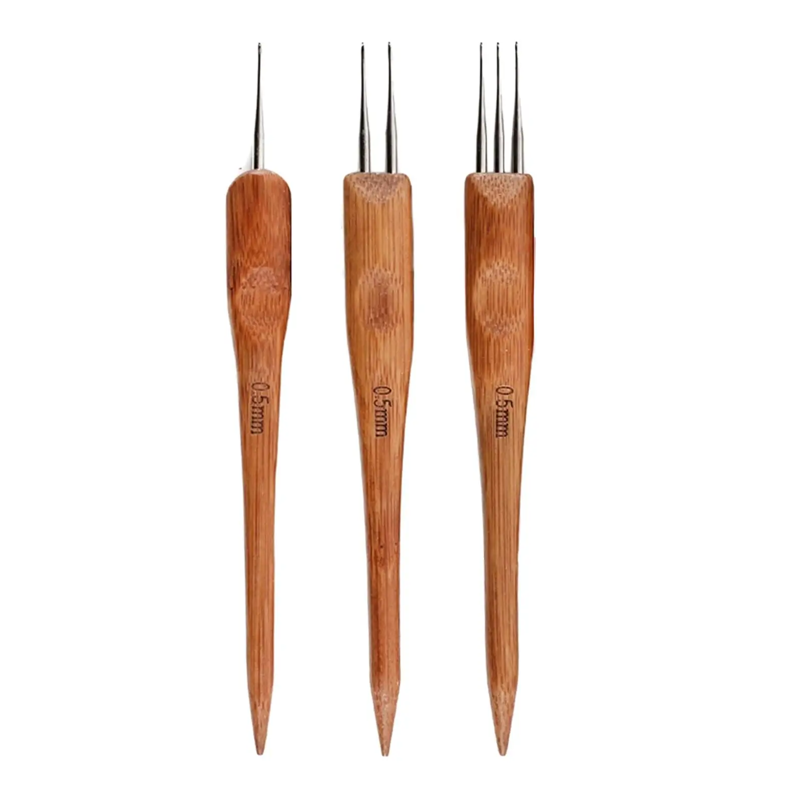 3x Dreadlock Crochet Hook Wooden Handle for Braid Crafts Hair Accessories