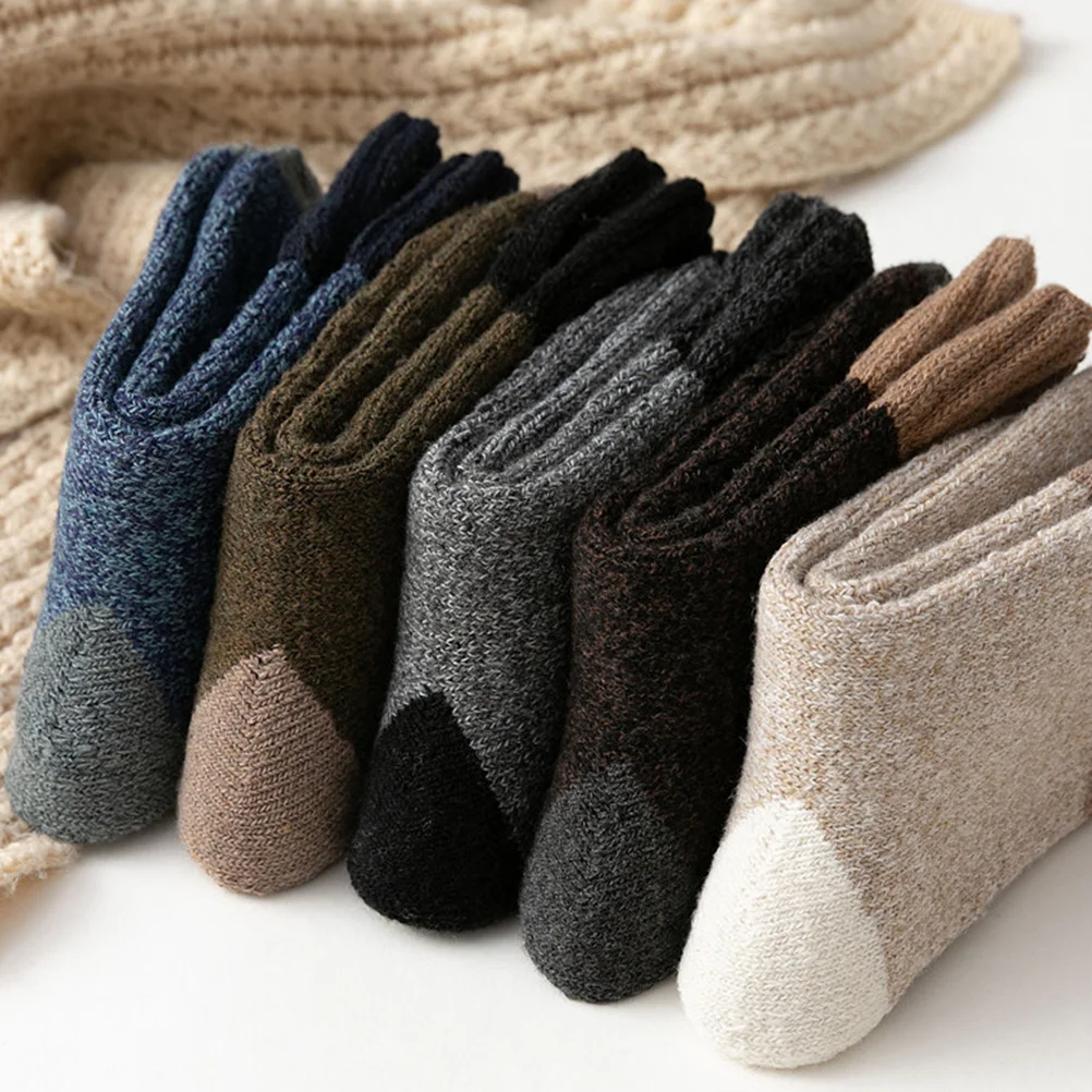 

5Pairs Men Winter Socks Thermal Breathable Soft Comfortable Socks for Outdoor Sports Hiking Travel Daily Use Unisex