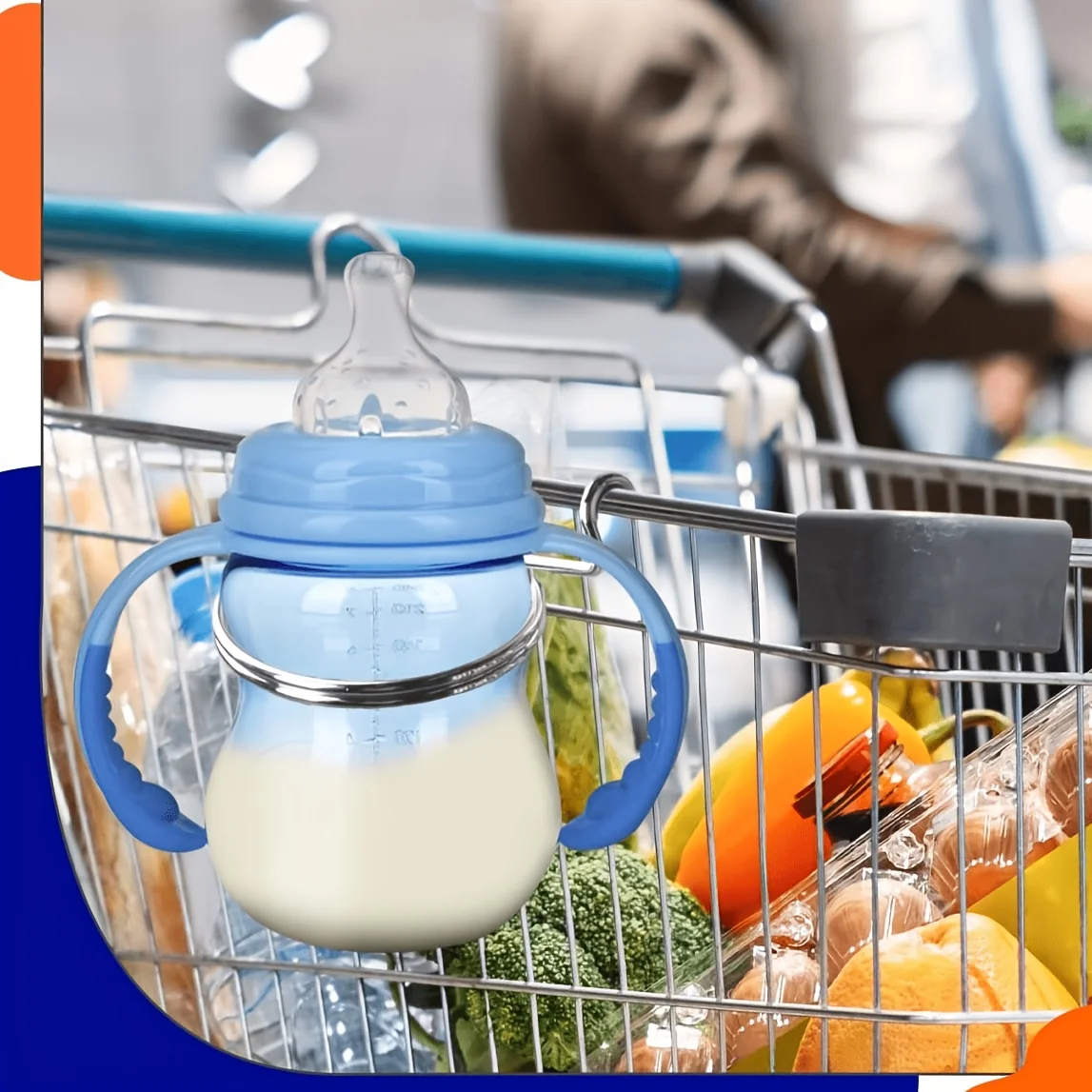 1pc Shopping Cart Cup Holder | Portable | Drink Holder for Hanging Coffee Cup, Cup Rack for Coffee, Milk Tea & Baby Bottles