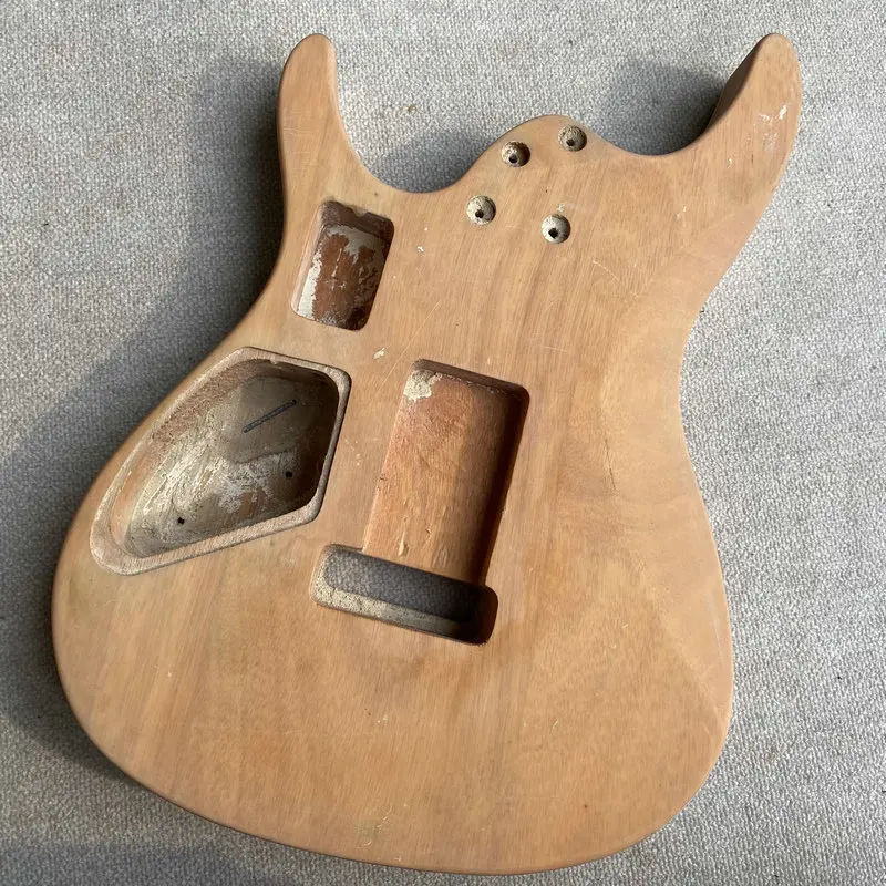 FB010 Natural Flamed Maple with SOlid Mahogany for 6 String Electric Guitar Body Active Pickup Model Custom Bridges Damages