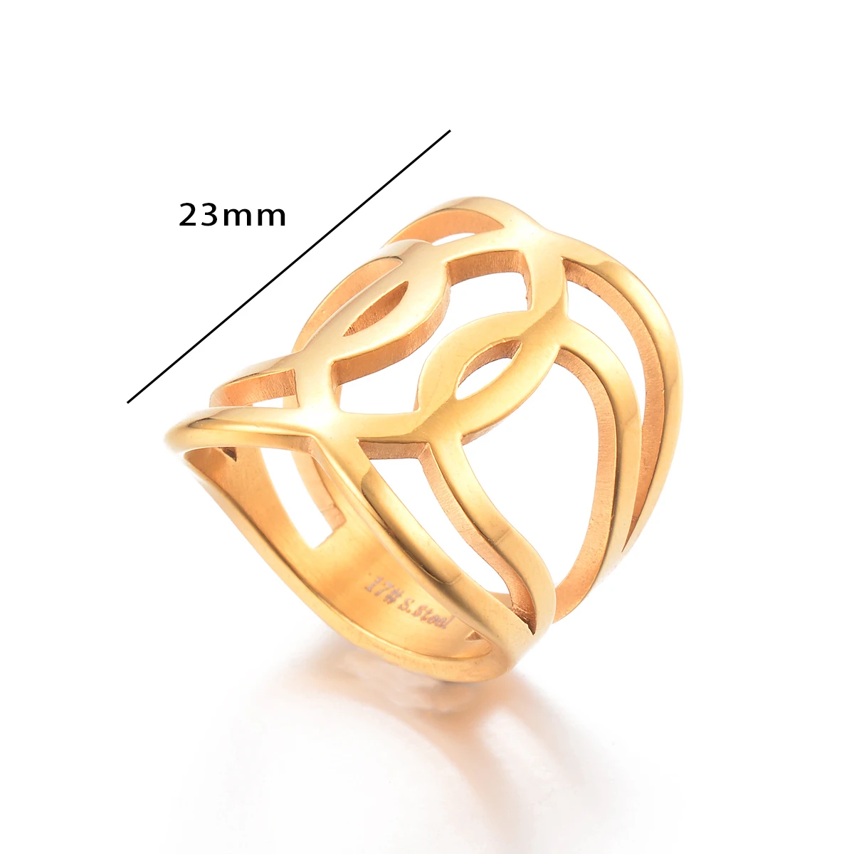 Hollow Out Geometric Gold Plated Stainless Steel Open Rings for Women Female Simple Line Fashion Jewelry Accessories Wholesale