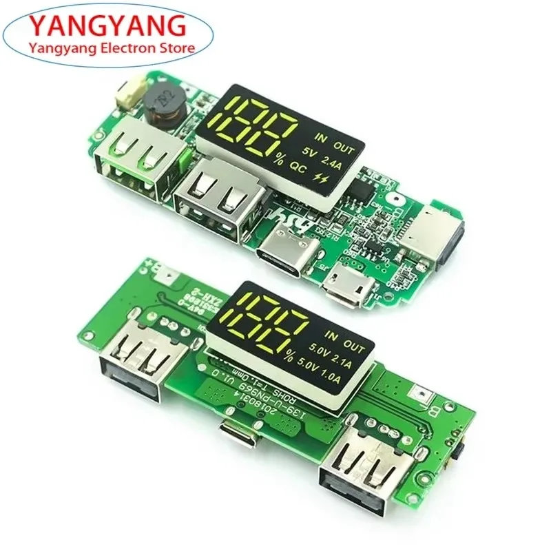 Dual USB 5V 2.4A 2A 1A Type-C USB Mobile Power Bank 18650 Charging Module Lithium Battery Circuit Protection Charger Boost Board
