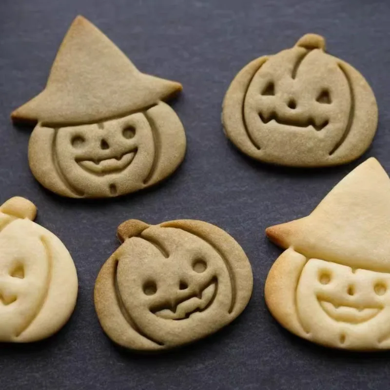 Cartoon Halloween Biscuit Mould Wizard Hat Pumpkin Ghost Skull Cookie Cutting Mold Fondant Cookie Cutter Baking Tool