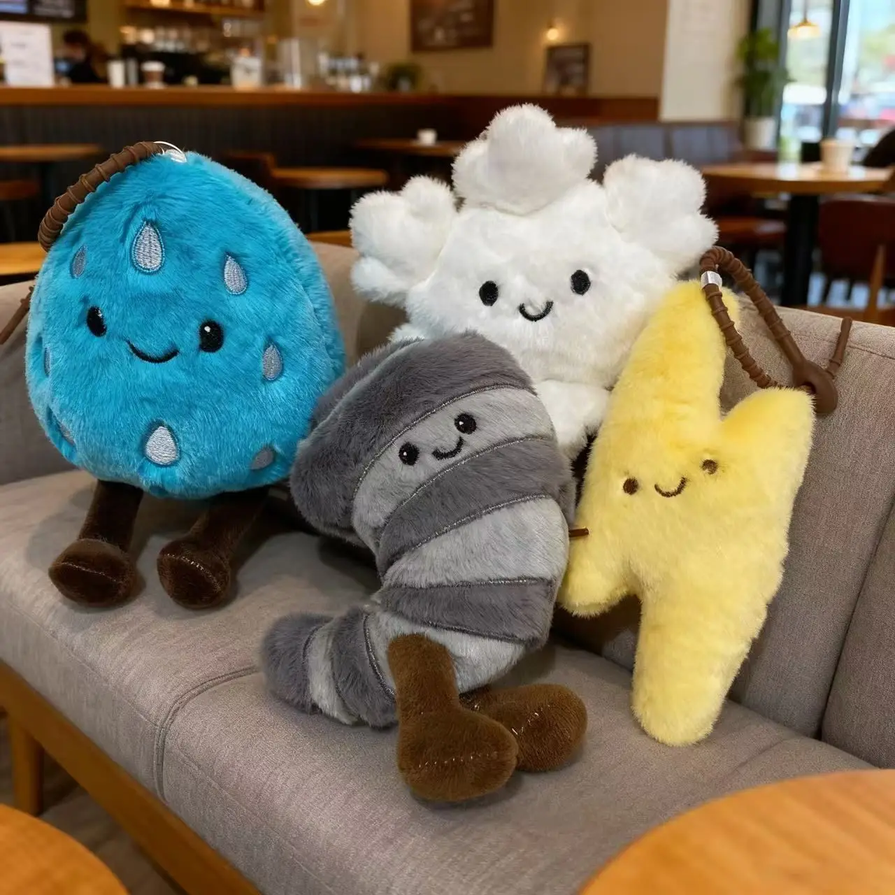 

Очаровательная мягкая подвесная подушка-украшение в виде капли дождя, молнии, грозы, снежинки, милая игрушка, креативный декор для сумки