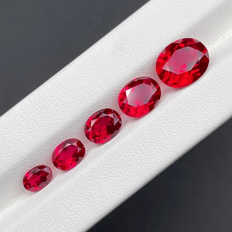 

Small Size Red Ruby Oval Faceted Cut Glows Under UV Light Mohs Hardness Gems for Jewelry Making DIY Stone