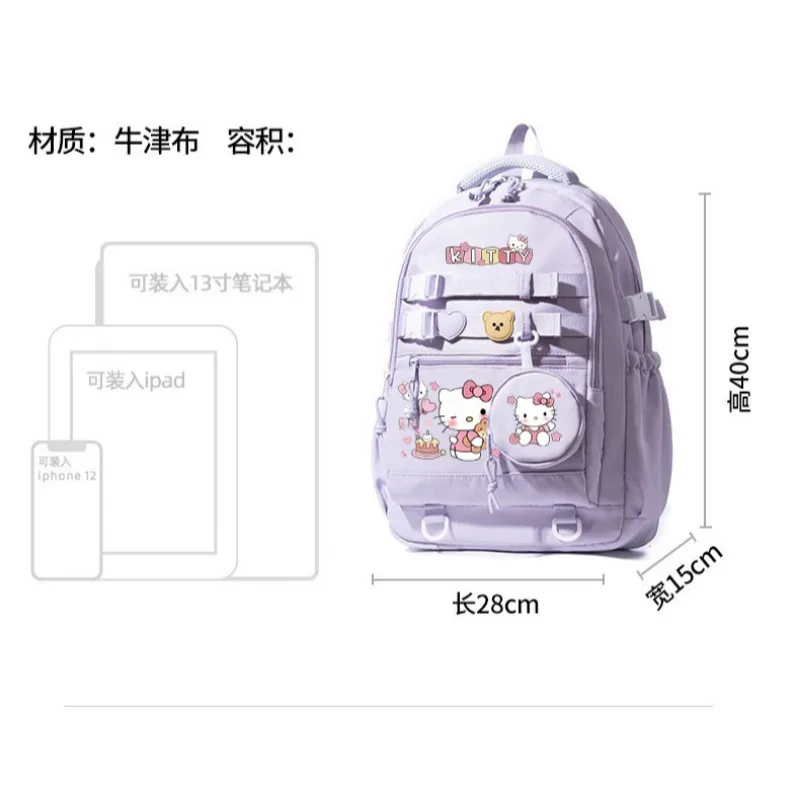 Новый рюкзак Disney Hello Kitty, женский рюкзак, рюкзак для девочек-подростков, мальчиков, детей, школьные сумки для книг, милый мягкий дорожный рюкзак, школьный рюкзак