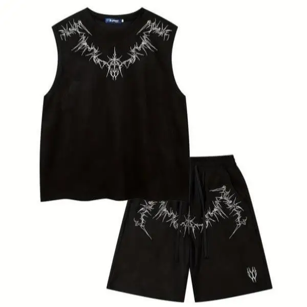 

Men's Casual Sports Suit Embroidered Ba New Cross-Border Sle ort Sve T-irt And orts Set for Autumn Season