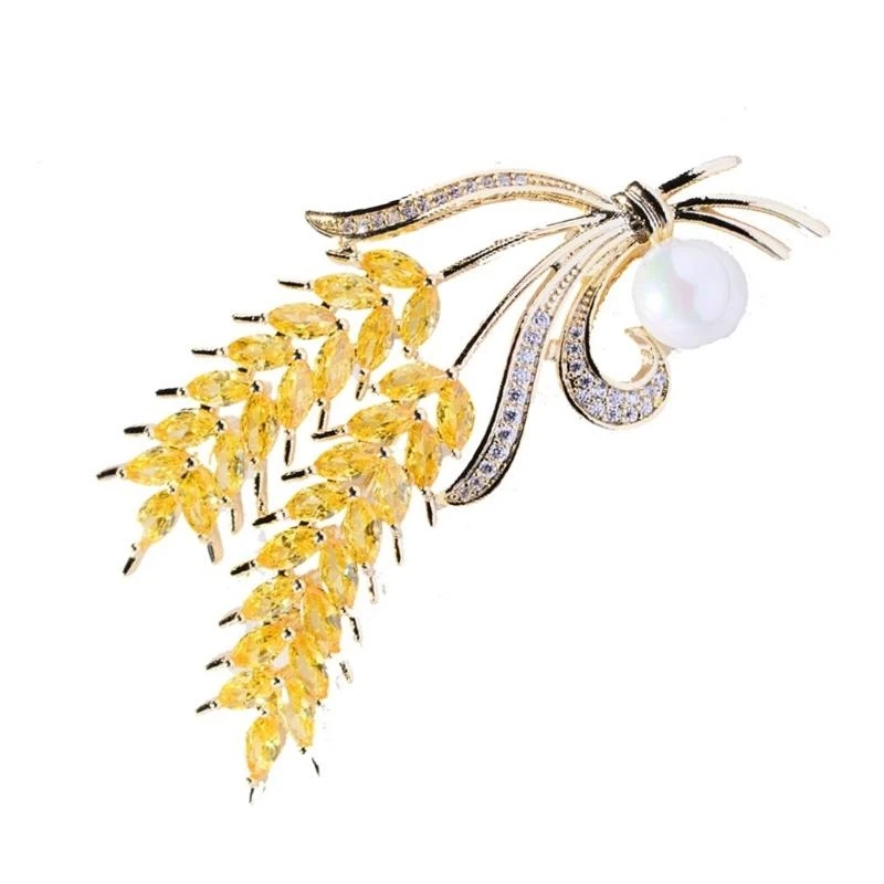  Versatile Crystal Pins Ear of Wheat Zircon Brooches Accessory for Elegant Women