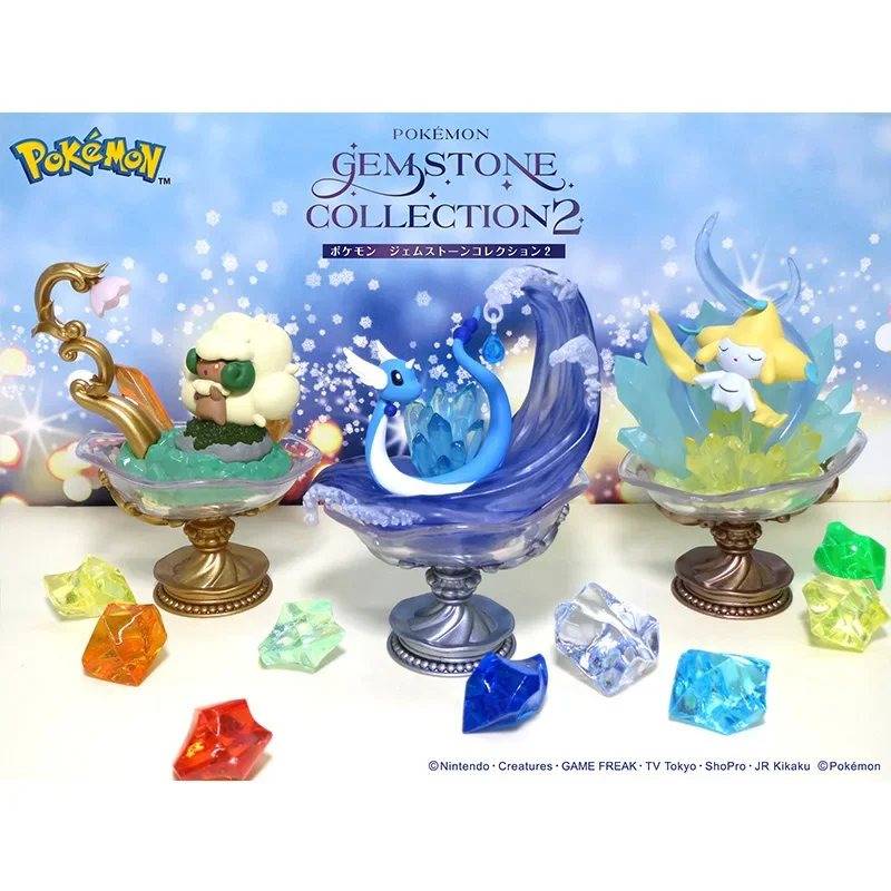 Original Rement Pokemon Figure Gem Stone Collection 2 Series Action Figurine Anime Model Doll Whimsicott Sylveon Pikachu Toy