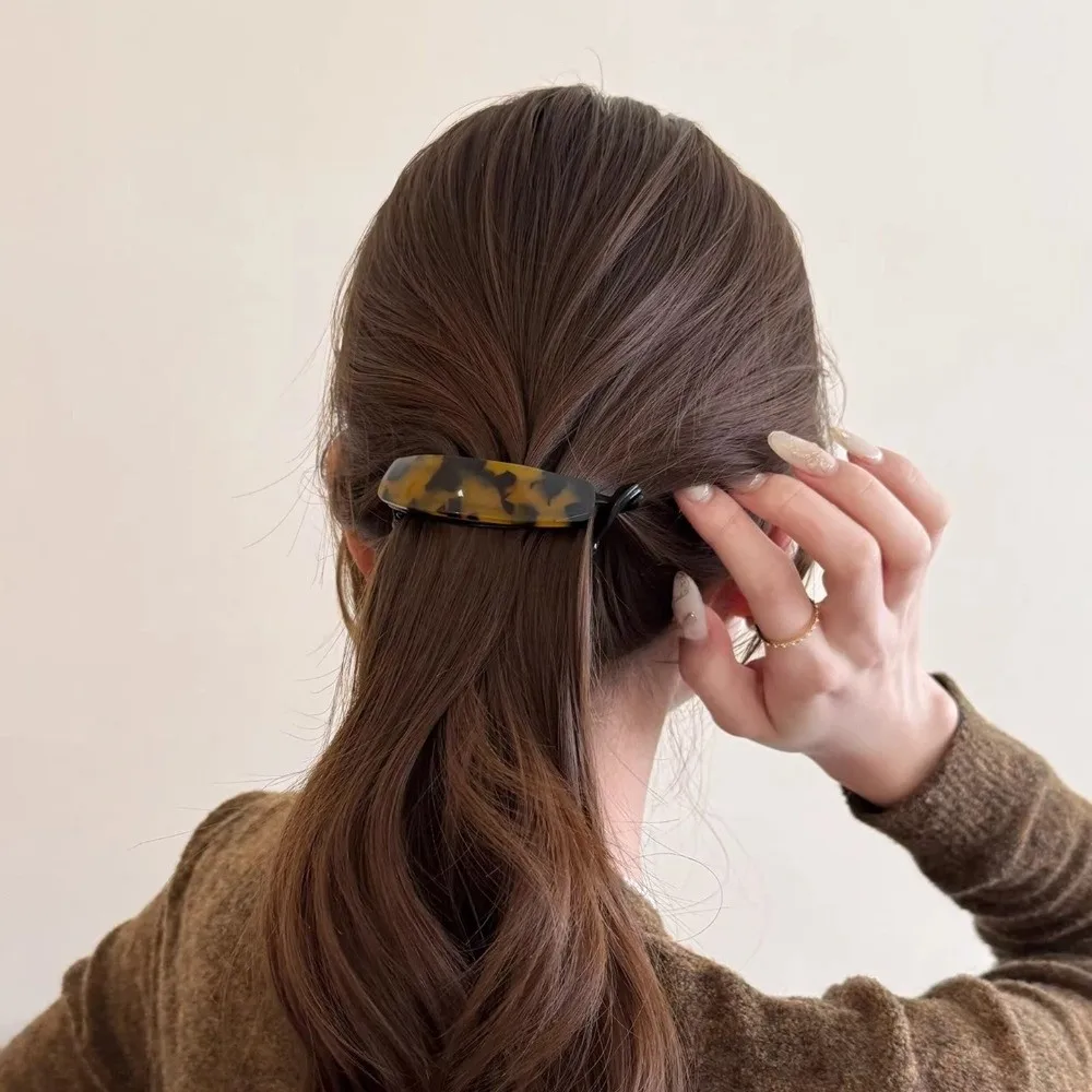Acetate Finish Banana Hair Clip Spring Hinge Ribbed Teeth Hair Barrette Secure Grip Smooth Polished Surface Hair Claw Clip