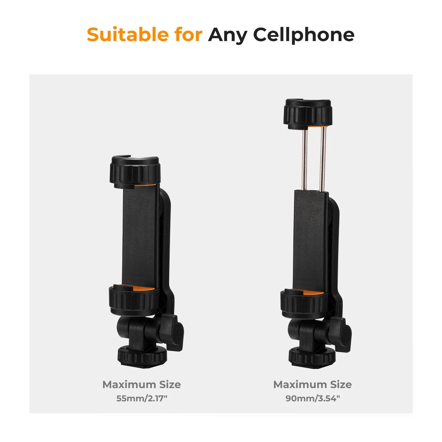 K&F Concept Phone Holder Clamp With Two Cold Shoe Mount 360° Universal Cell Mobile Phone Clip Stand For iPhone Samsung Xiaomi