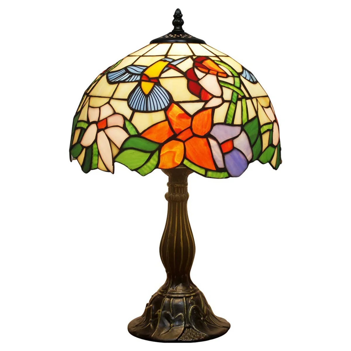 

Tiffany Lamp Stained Glass Lamp Bird Style Bedside Table Lamp Desk Reading Light 12X12X18 Inches Decor EU Plug