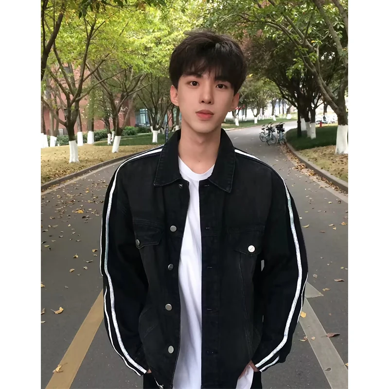 

Мужская джинсовая куртка Bla ort: Весенне-осенняя, стильная, в американском ретро-стиле, рабочая одежда, молодежная, для активного образа жизни