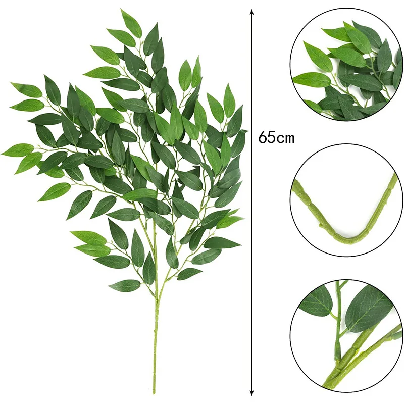 Italian Ruscus Greenery Stems Artificial Green Leaf Plants Hanging Spray For DIY Wedding Arch Filler Table Centerpieces Home Dec - Image 3