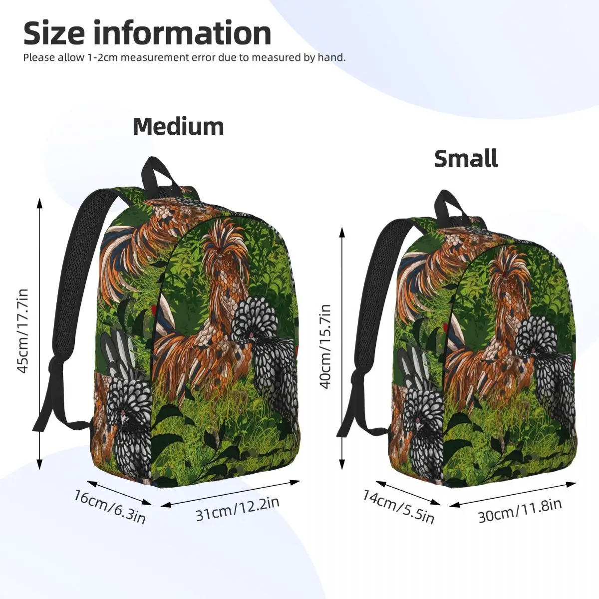 Rooster And Chickens Orchard Chicks And Fruits Backpack Daypack Large Capacity BookBag School Bag Shoulder Bags for Men Women
