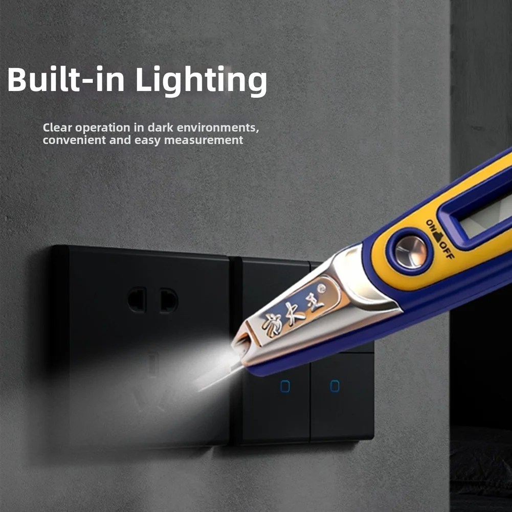 Non Contact Voltage Tester Pen With LCD Display LED Light 12-250V AC DC Live Detector Power Outlet Instrument