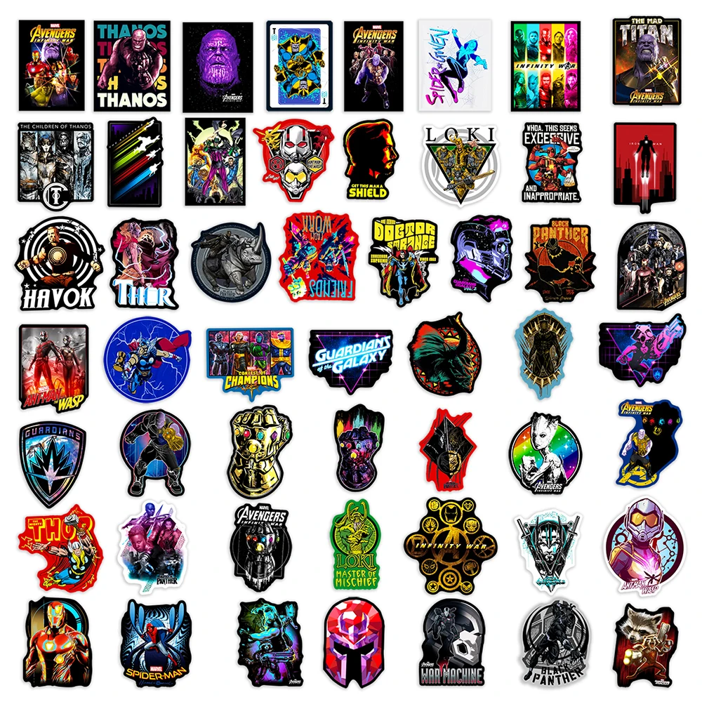 10/30/50/108PCS Disney The Avengers Marvel Neon Superhero Sticker Decals Kid Toy DIY Diary Suitcase Scrapbook Cool Sticker Gift