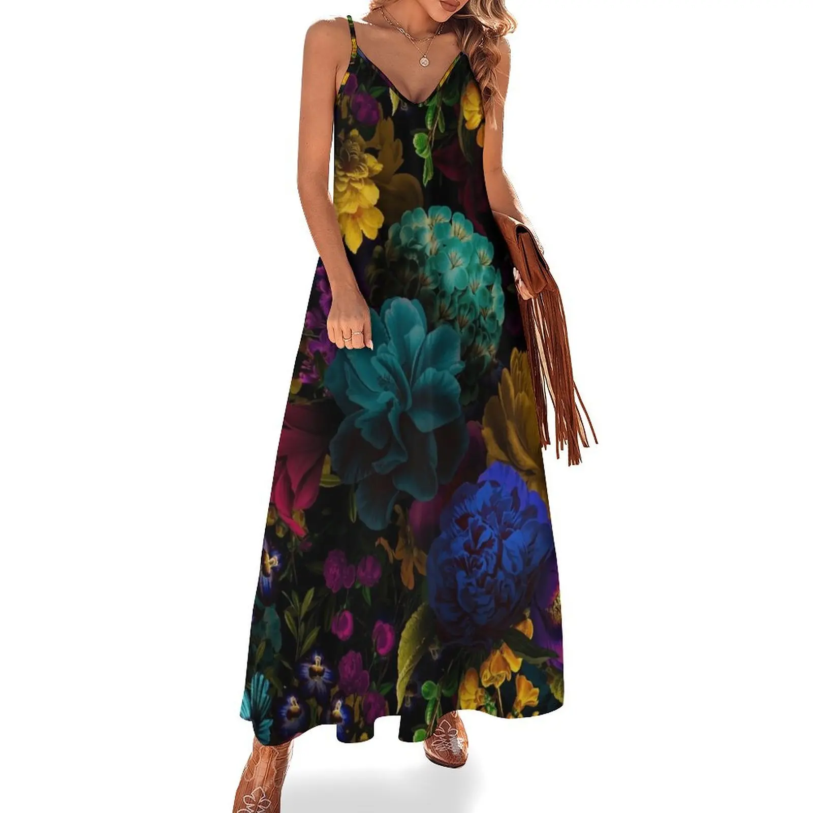 

Mystical night II Botanical Night Garden Sleeveless Long Dress Womens dresses women formal occasion dresses Dress